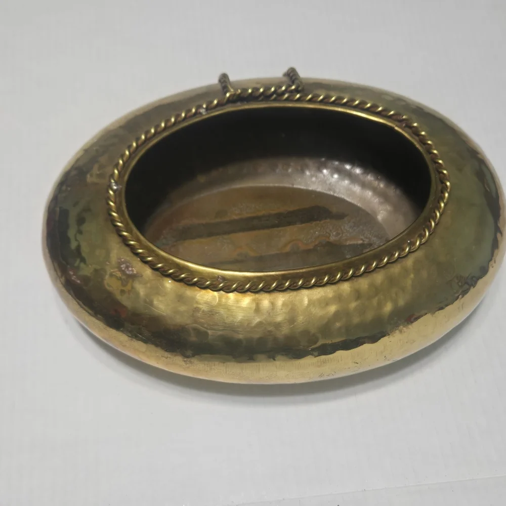 brass vase hammered vessel mid century modern container vintage planter plant - Picture 4 of 12